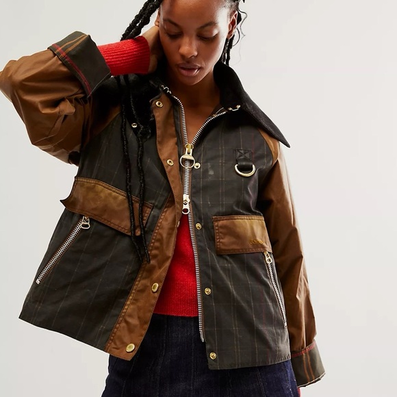 Barbour Jackets & Blazers - NWT Barbour Premium Cotton Waxed Jacket Brown Tan Green Plaid 6